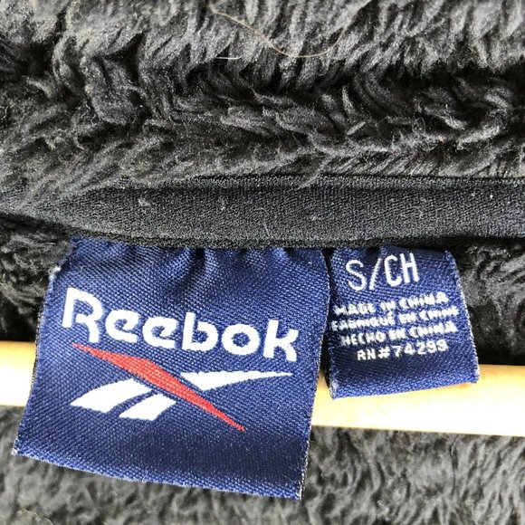 Reebok Zip up Fleece Fuzzy Full Zip Jacket Womens Small Black - Picture 7 of 9